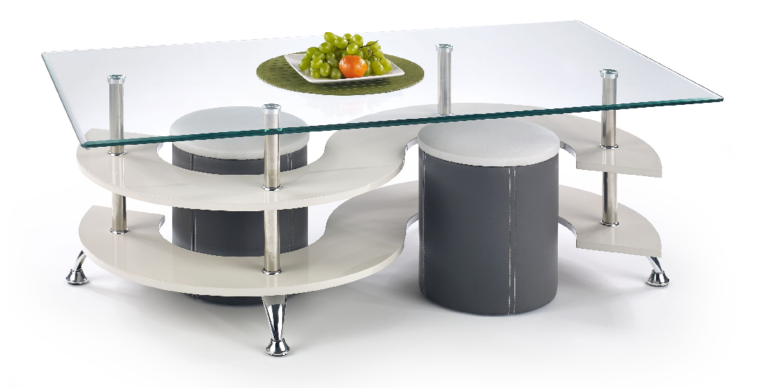 Konferenční stolek Noe 5 (s taburetky) (bílá + šedá)