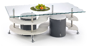 Konferenční stolek Noe 5 (s taburetky) (bílá + šedá)