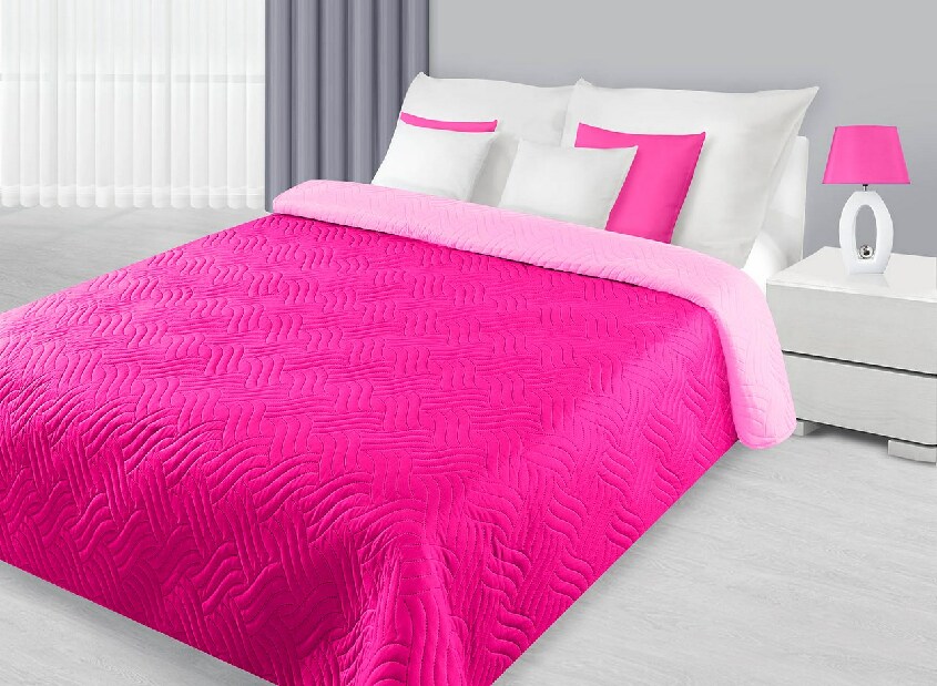 Přehoz na postel 240x220cm Fala (amarant + růžová)