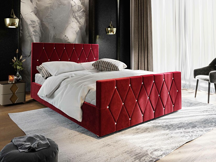 Manželská postel 180 cm Illa (bordó) (s roštem a úložným prostorem)