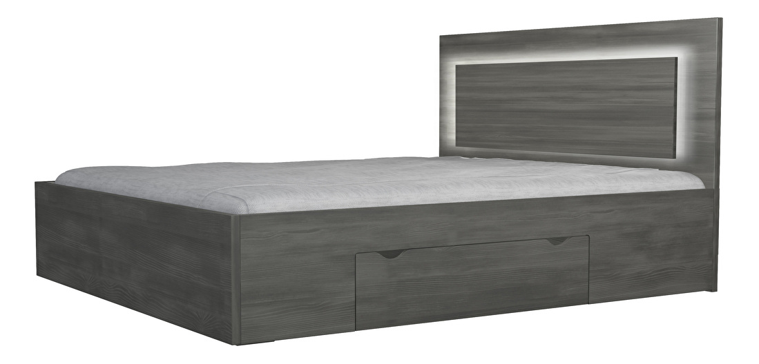 Manželská postel 160 cm Leoran (borovice černá norská)