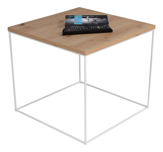 Konferenční stolek Elinas (bílá + dub artisan)