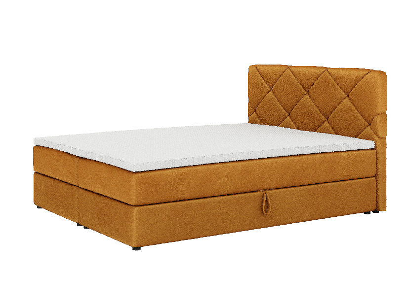 Kontinentální postel 180x200 cm Karum Comfort (hořčicová) (s roštem a matrací)