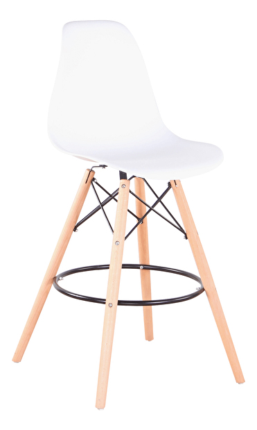 Barová židle Carli (bílá + buk)