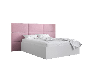 Manželská postel s čalouněným čelem 160 cm Brittany 2 (bílá matná + růžová) (s roštem)