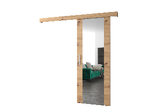Posuvné dveře 90 cm Sharlene II (dub artisan + dub artisan + stříbrná) (se zrcadlem)
