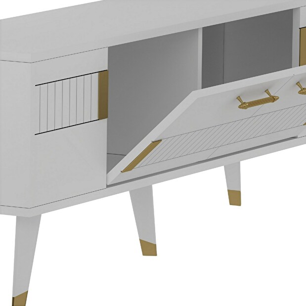 TV stolek/skříňka Mody (bílá + zlatá)