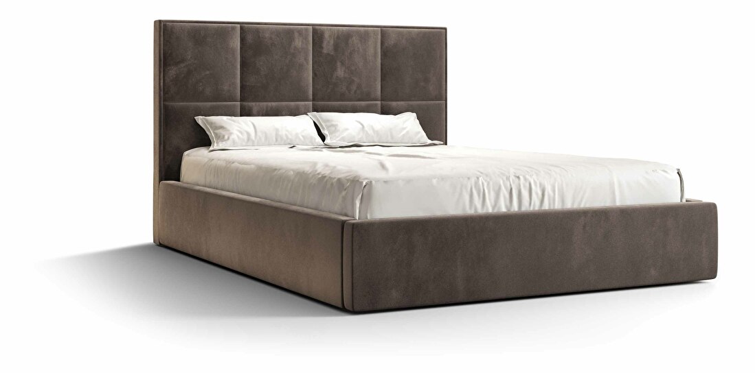 Manželská postel 160 cm Gino (hnědá) (s roštem a úložným prostorem)