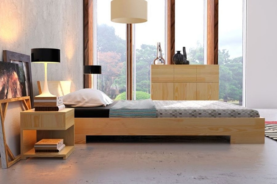 Manželská postel 180 cm Naturlig Lekanger (borovice) (s roštem)