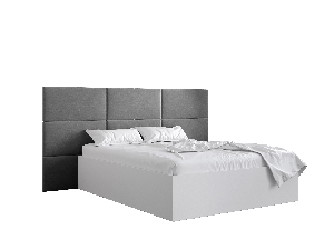 Manželská postel s čalouněným čelem 160 cm Brittany 2 (bílá matná + šedá) (s roštem)