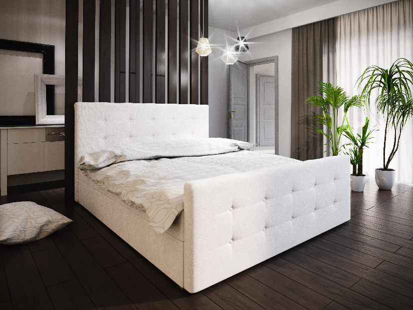 Manželská postel Boxspring 200 cm Milagros 1 (béžová) (s matrací a úložným prostorem)