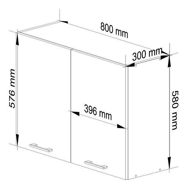 Horní kuchyňská skříňka Ozara W80 H580 (bílá + beton)
