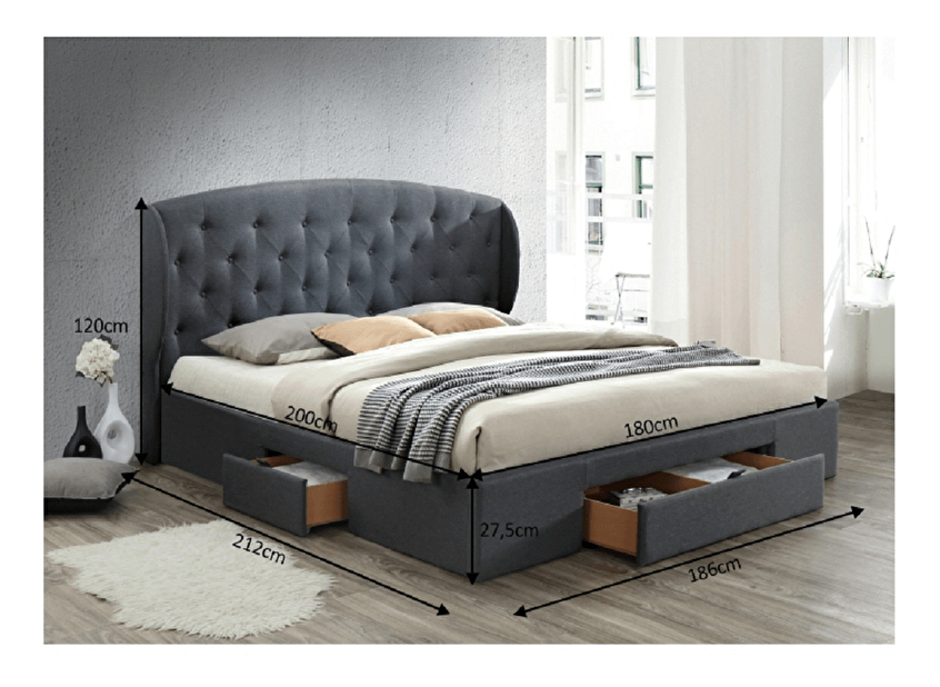 Manželská postel 180 cm Orella (s roštem)