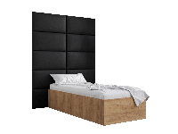 Jednolůžková postel s čalouněným čelem 90 cm Brittany 1 (dub craft zlatý + černá) (s roštem)