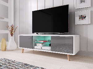 TV stolek/skříňka Santos 1 (šedý lesk + bílá matná)