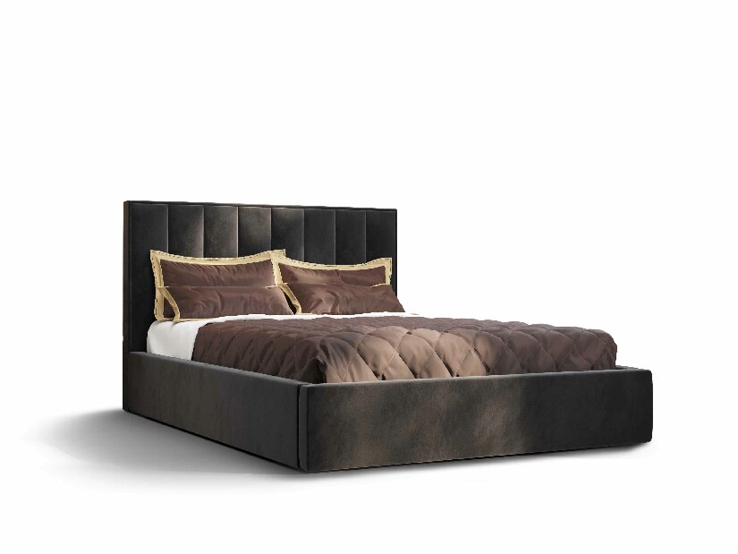 Manželská postel 160 cm Ocie (černá) (s roštem a úložným prostorem)