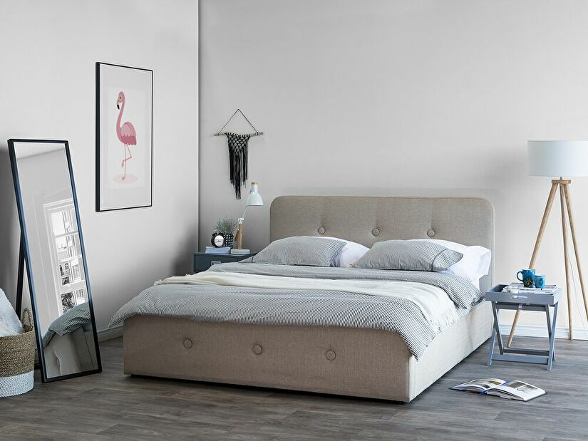 Manželská postel 140 cm ROME (s roštem a úl. Prostorem) (béžová)