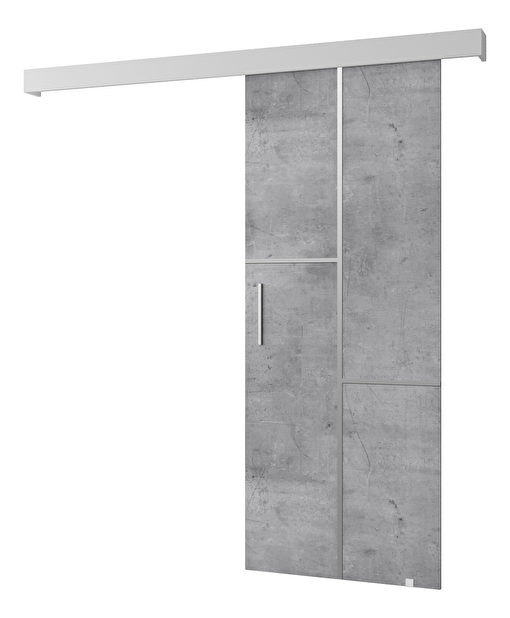 Posuvné dveře 90 cm Sharlene VII (beton + bílá matná + stříbrná)