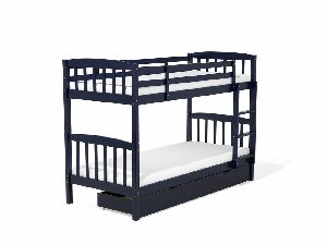 Patrová postel 90 cm REWIND (tmavě modrá) (s roštem a úl. prostorem)