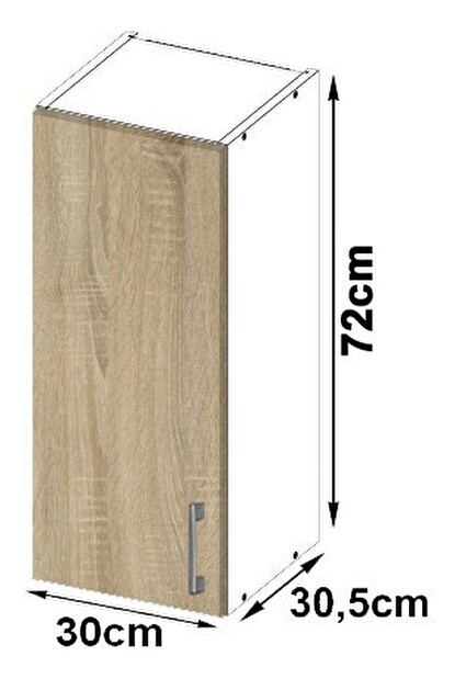 Horní kuchyňská skříňka Lula W30 H720 (bílá + dub sonoma)