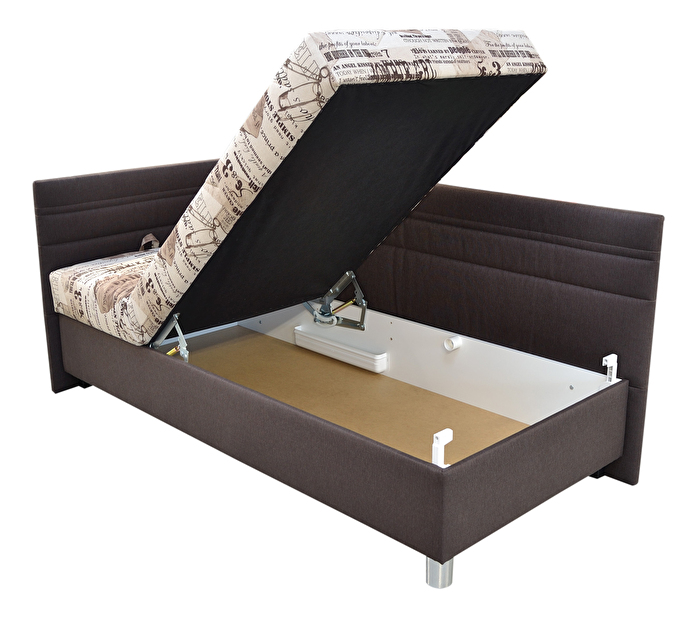 Jednolůžková postel 90 cm Blanář Polly (béžová + hnědá) (s roštem a matrací) (L)