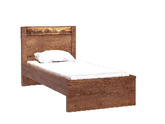 Jednolůžková postel 90 cm Indie 20 (s LED osvětlením) (s roštem) (jasan světlý)