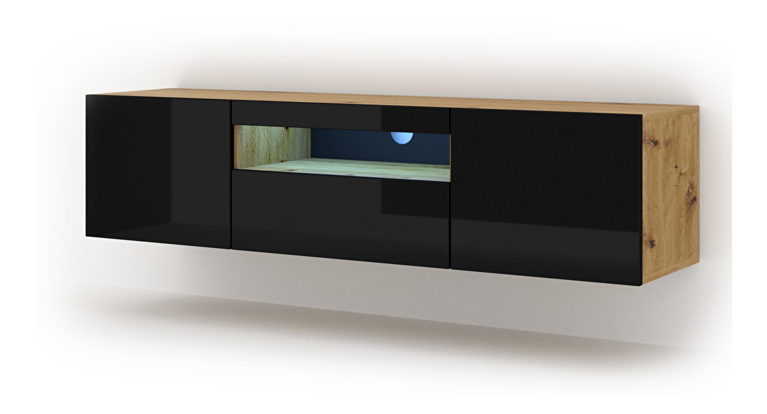 TV stolek/skříňka Aurora (dub artisan + černá)