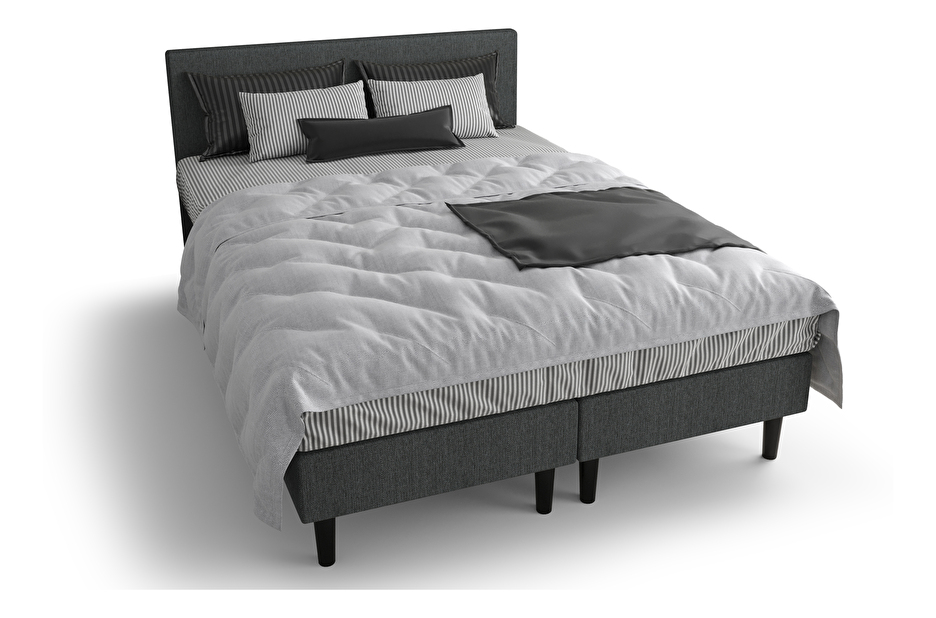 Manželská posteľ Boxspring 140 cm Rita (tmavosivá) (s matracom, bez úložného priestoru)