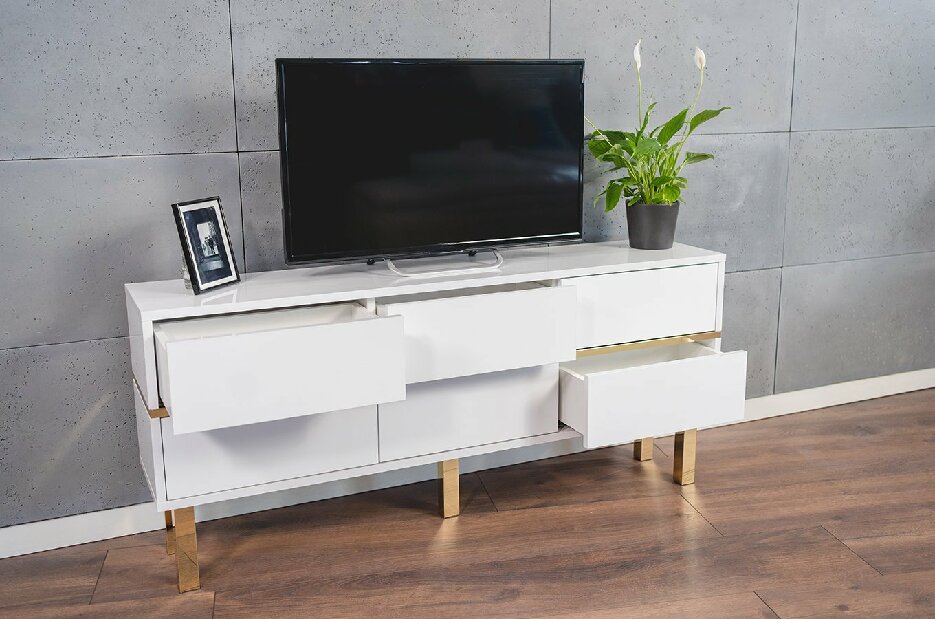 TV stolek/skříňka Naturlig Mynga (vysoký lesk bílý)