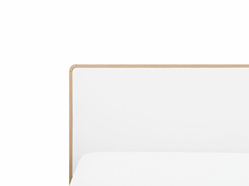 Manželská postel 180 cm SERVI (s roštem a LED osvětlením) (světlé dřevo)