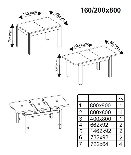 Jedálenský stôl 160-200 cm Alene (dub sonoma) (pre 6 8 osôb)
