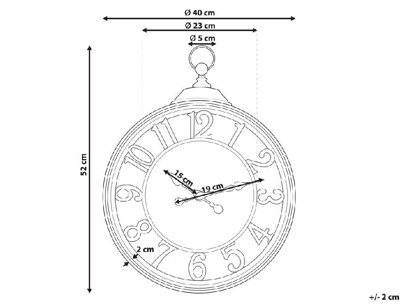 Nástěnné hodiny ø 52 cm Asmund (hnědá)