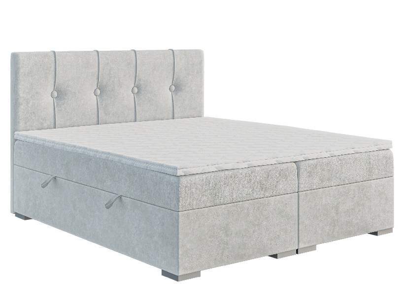 Kontinentální postel 140 cm Luffy (světle šedá) (s matrací a úl. prostorem)