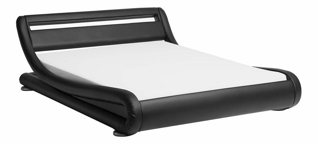 Manželská postel 180 cm AVENUE (s roštem a LED osvětlením) (černá)