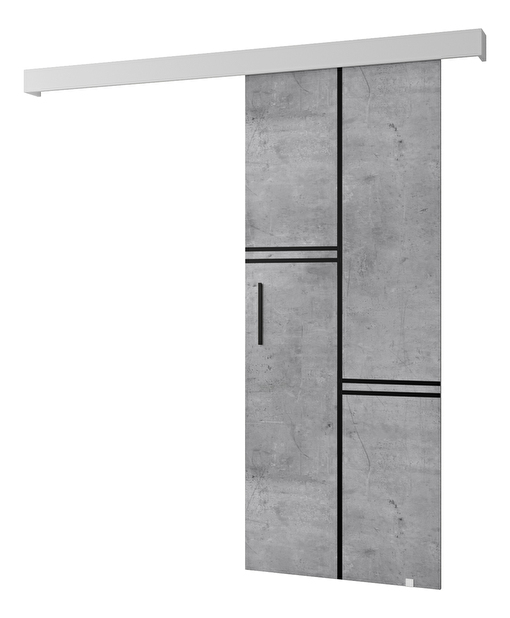 Posuvné dveře 90 cm Sharlene VIII (beton + bílá matná + černá)