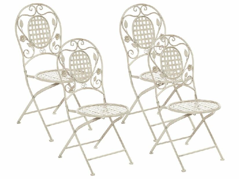 Set 4 ks. zahradních židlí Basilia (krémově bílá)