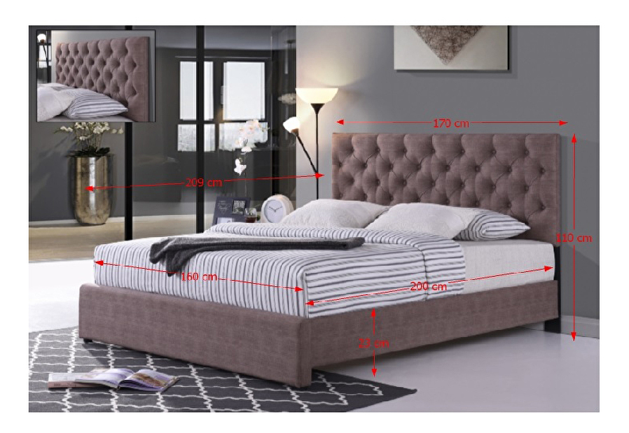 Manželská postel 160 cm Clover (s roštem)