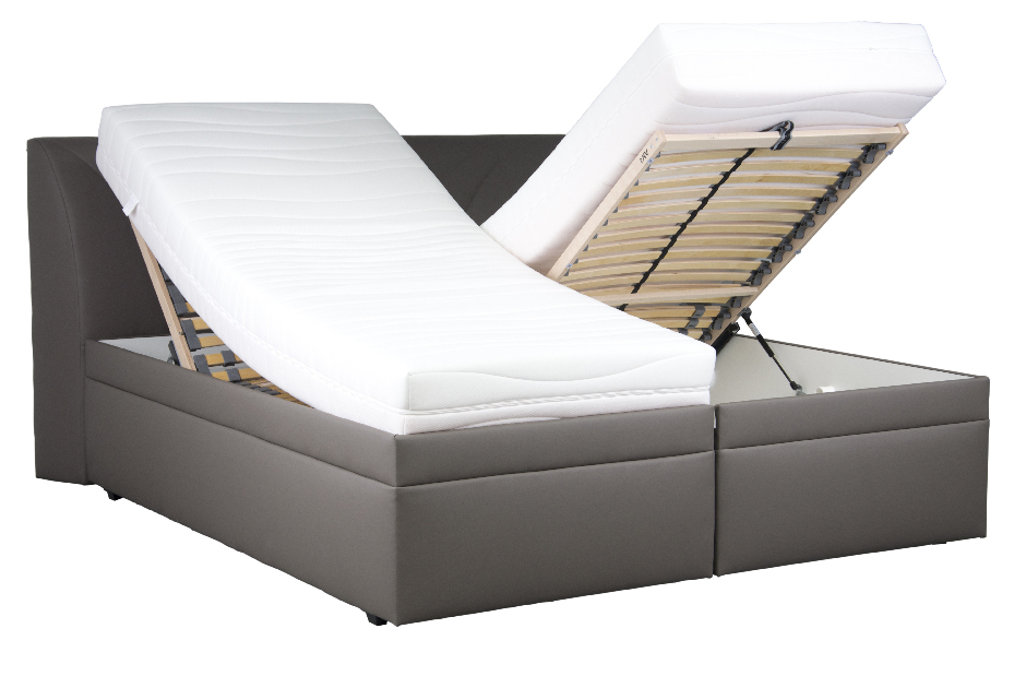 Manželská postel 180 cm Blanář Velvet (šedá) (s roštem, matrací, denní dekou a polštáři)