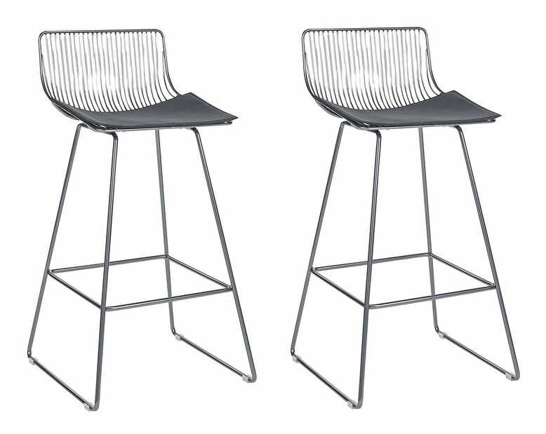 Set 2 ks barových židlí Fidelia (stříbrná)