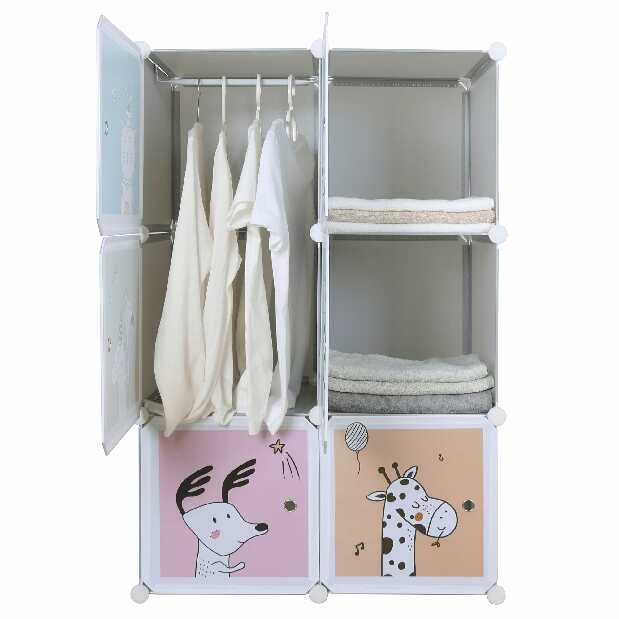 Dětská modulární skříň Banco (šedá + dětský vzor) *výprodej