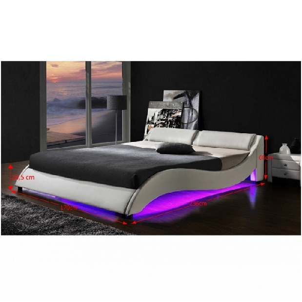 Manželská postel 160 cm Pascale (s roštem a LED) *výprodej