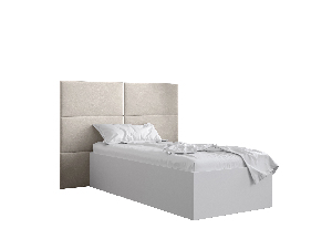 Jednolůžková postel s čalouněným čelem 90 cm Brittany 2 (bílá matná + krémová) (s roštem)