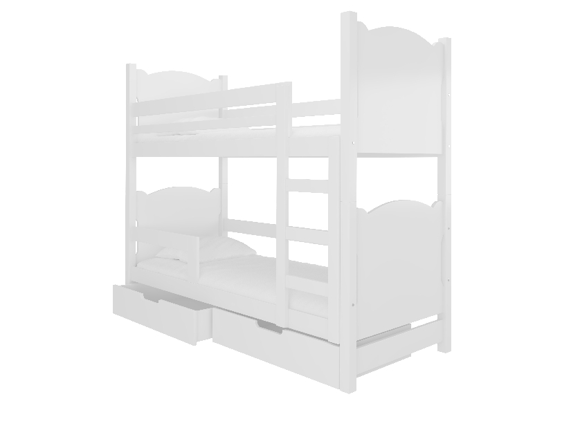 Patrová dětská postel 180x75 cm Marryann (s roštem a matrací) (bílá)