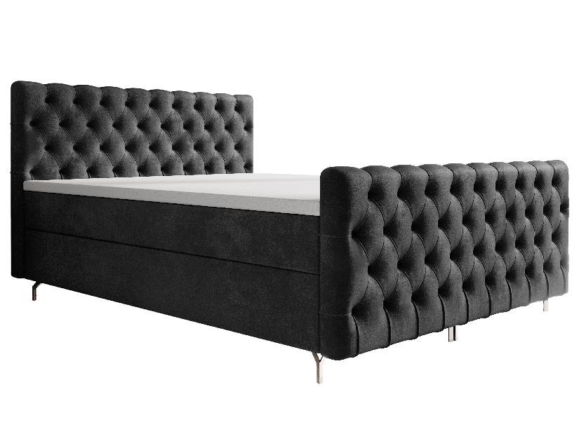 Manželská postel 160 cm Clinton Comfort (černá) (s roštem, s úl. prostorem)