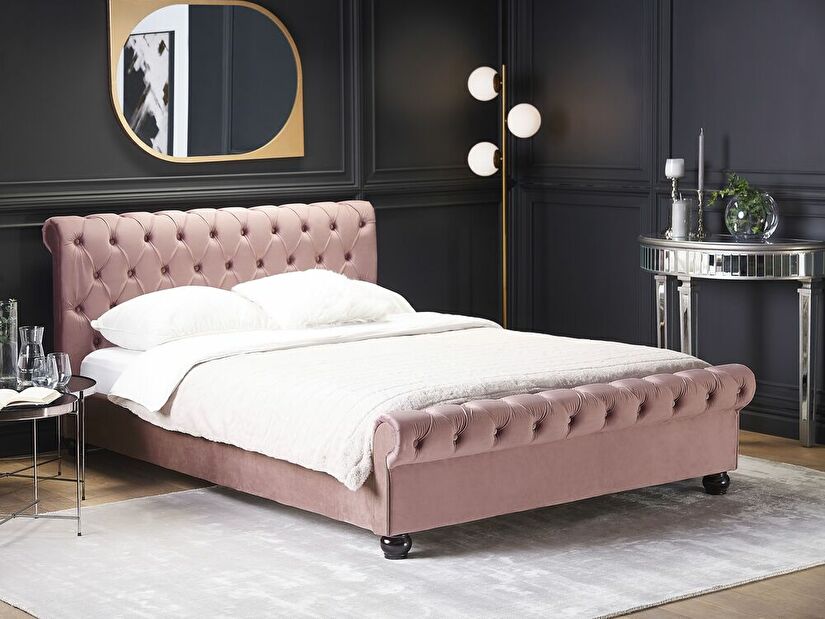 Manželská postel 160 cm ARCHON (s roštem) (růžová)