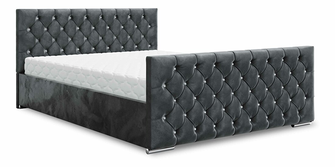 Manželská postel 160 cm Quintin (černá) (s roštem a úložným prostorem)