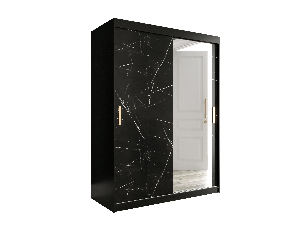 Šatní skříň 150 cm Marbelo T2 (matná černá + černý mramor)