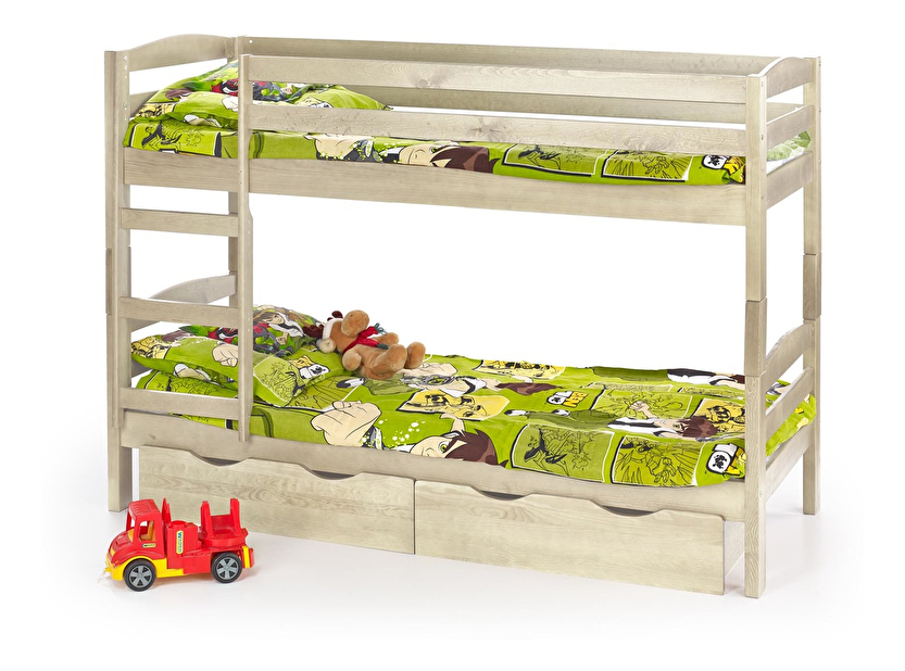 Patrová postel 80 cm Sam (borovice) (masiv, s roštem a matrací) (bez úložného prostoru)