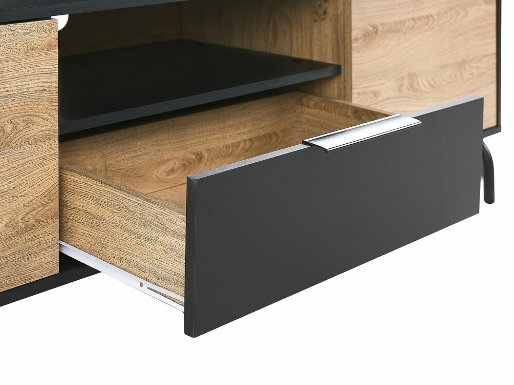 TV stolek/skříňka ALERK (černá + světlé dřevo)