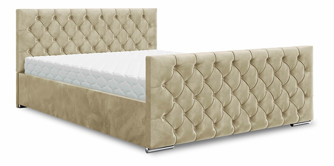 Manželská postel 180 cm Velva (béžová) (s roštem a úložným prostorem)